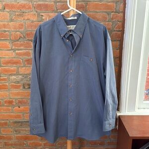 Retro Blue Long Sleeve Button Down XL